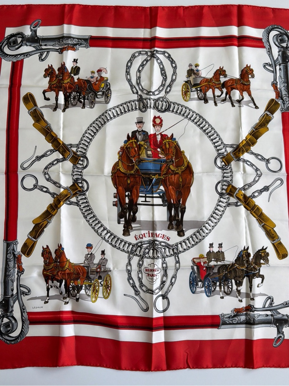 Hermès Équipages Carré 90 Silk Scarf *pristine*